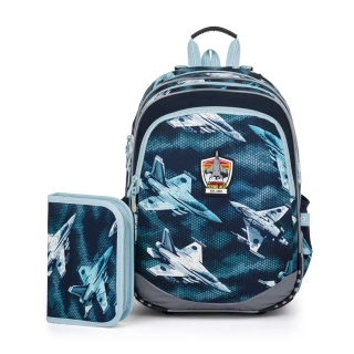 SET Školní batoh s penálem TOPGAL ELLY 24052 stíhačky